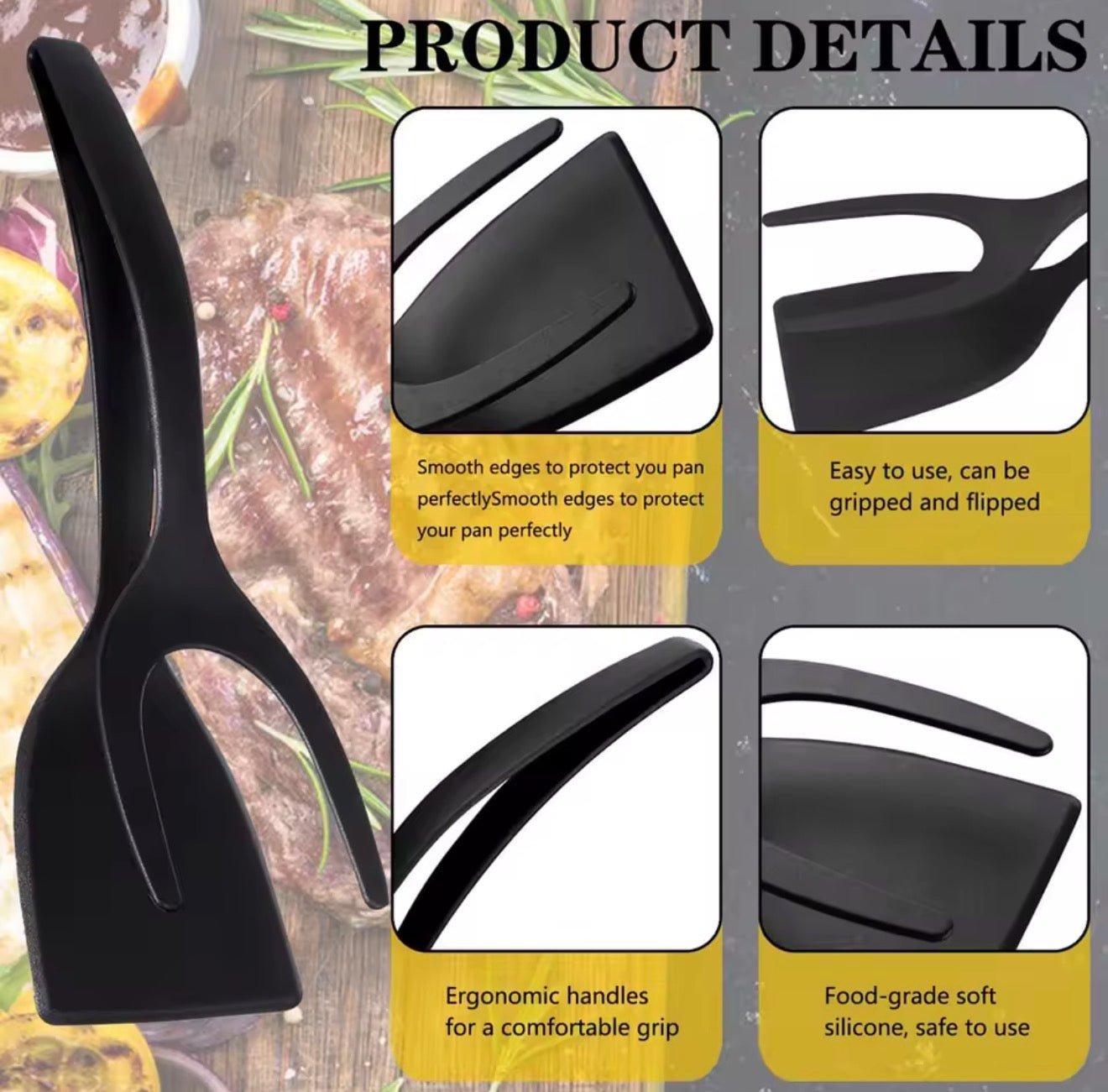 🔥Last Day 49% OFF - 2-in-1 Flip Spatula Tongs