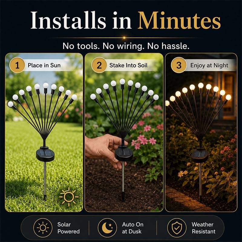 🔥 Last Day 50% OFF - 💡Solar Firefly Garden Stake Lights